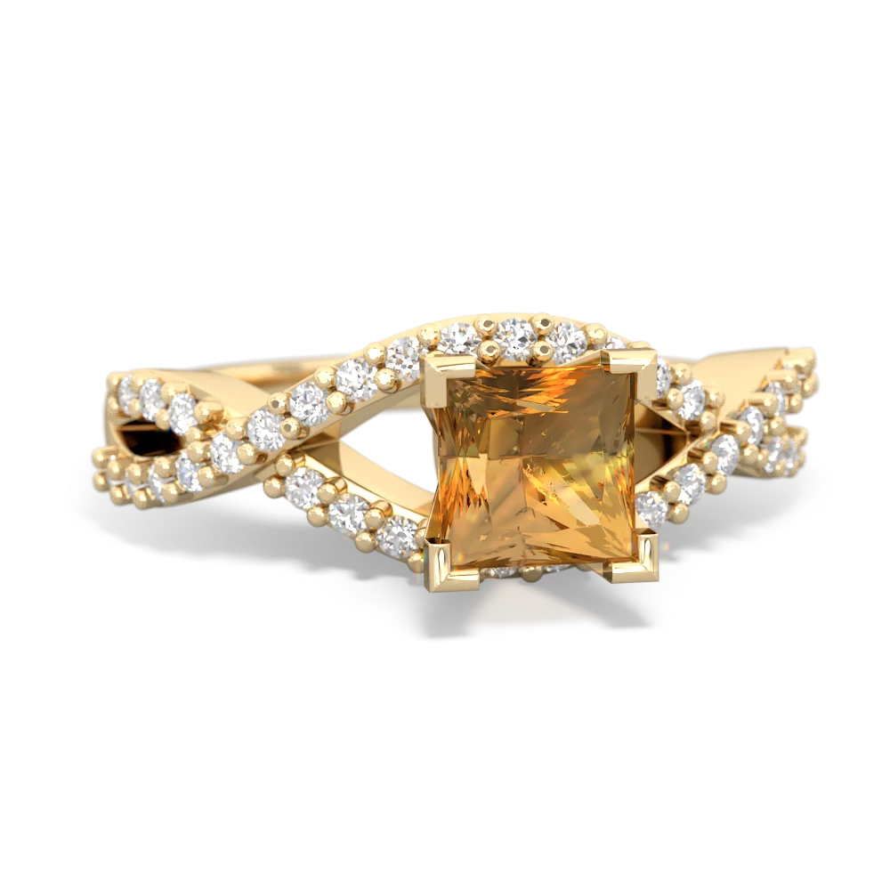 Citrine Diamond Twist 5Mm Square Engagment  14K Yellow Gold ring R26405SQ