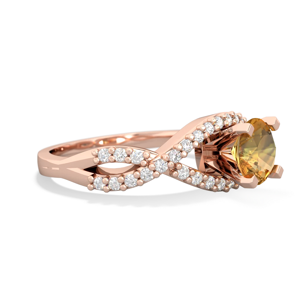 Citrine Diamond Twist 6Mm Round Engagment  14K Rose Gold ring R26406RD