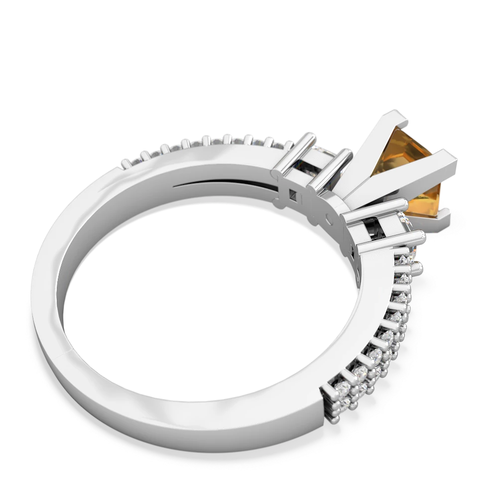 Citrine Engagement 14K White Gold ring R26435SQ - front view