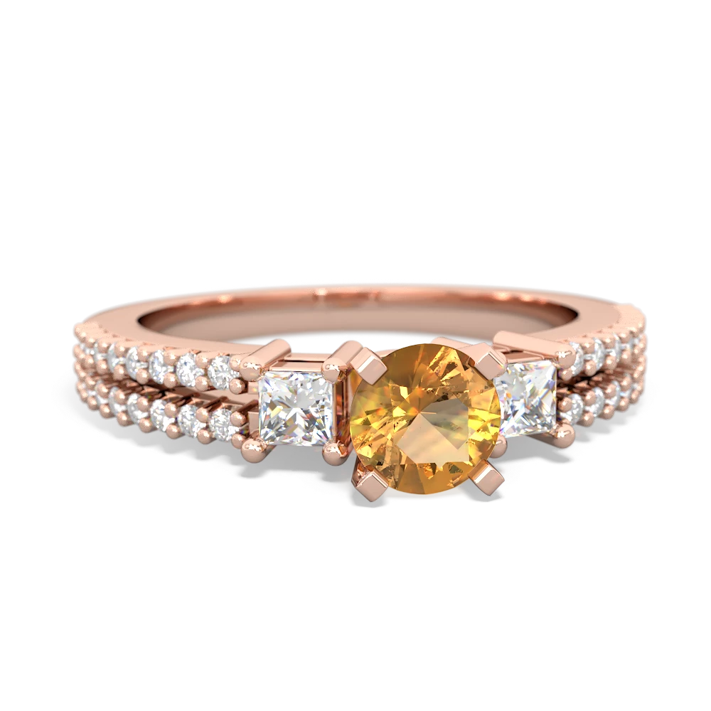 Citrine Classic 5Mm Round Engagement 14K Rose Gold ring R26435RD
