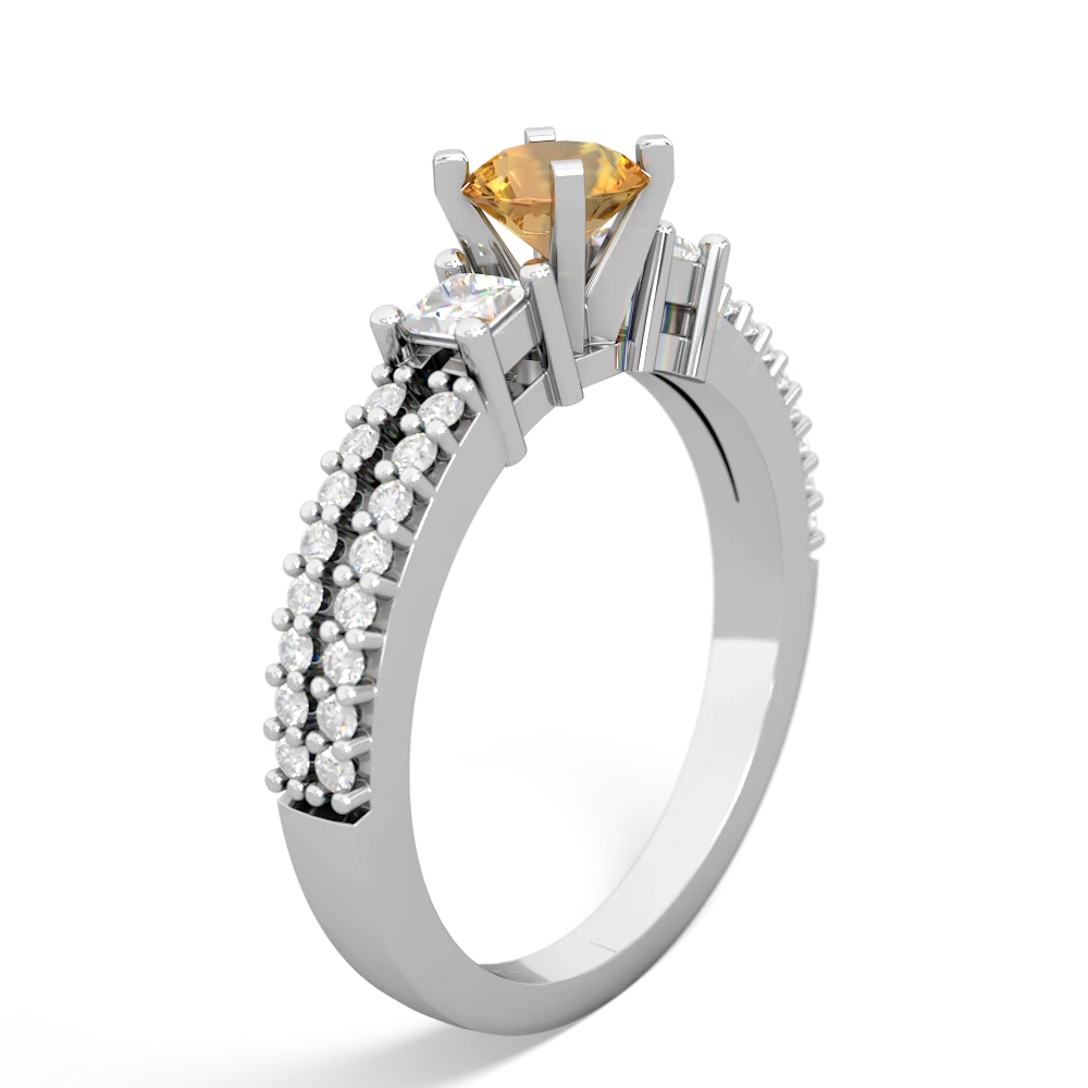 Citrine Classic 5Mm Round Engagement 14K White Gold ring R26435RD