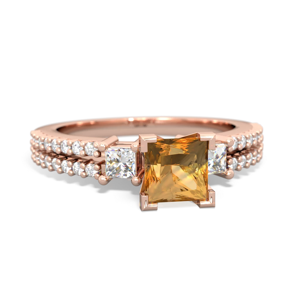 Citrine Classic 5Mm Square Engagement 14K Rose Gold ring R26435SQ