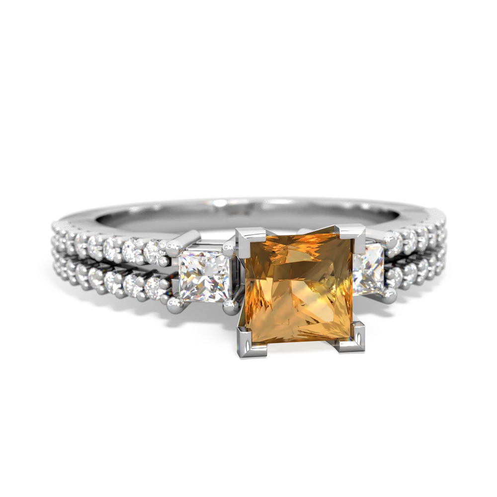 Citrine Classic 5Mm Square Engagement 14K White Gold ring R26435SQ