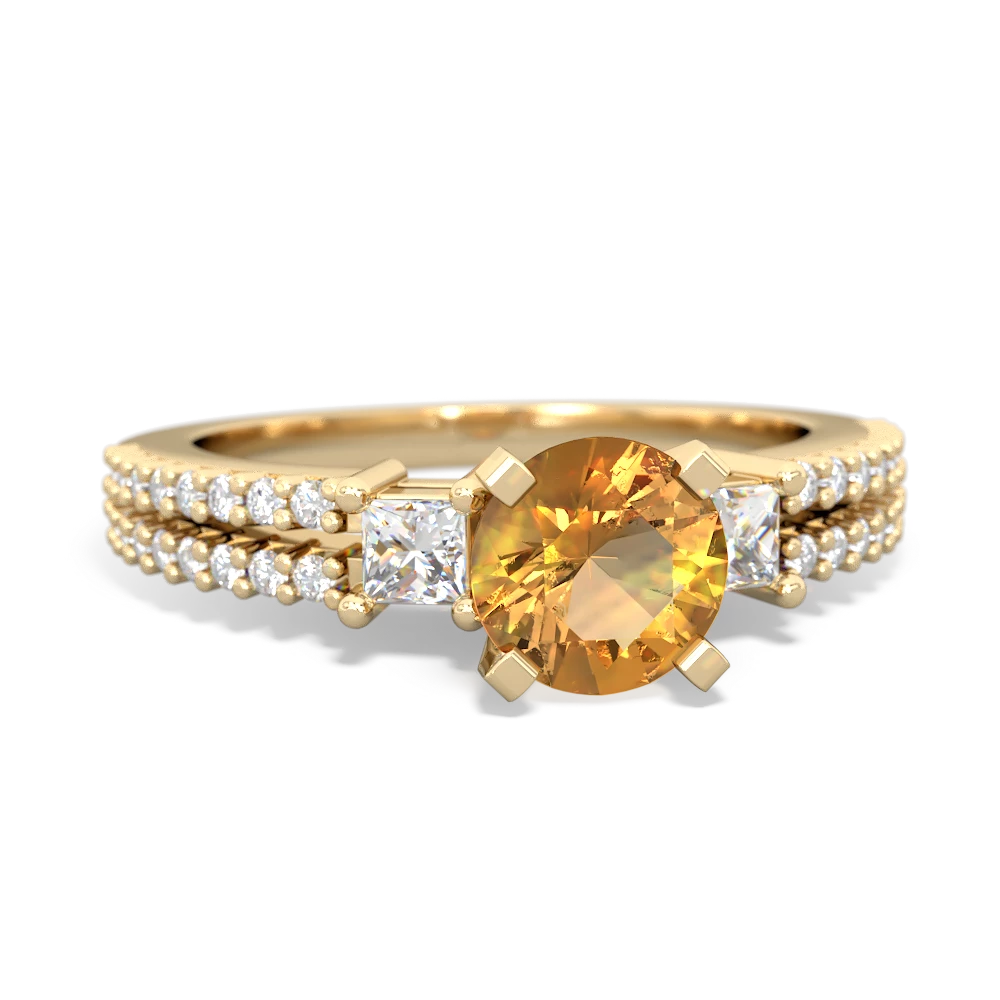 Citrine Classic 6Mm Round Engagement 14K Yellow Gold ring R26436RD