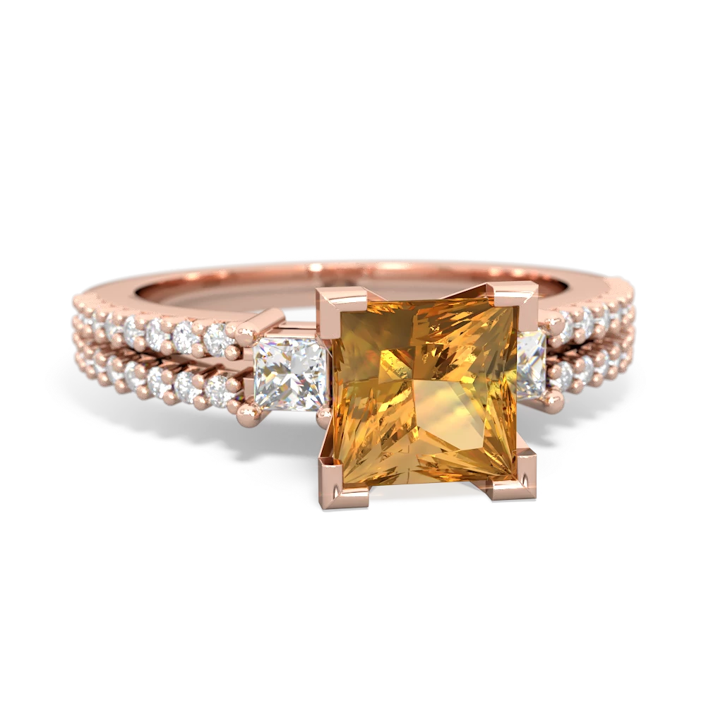 Citrine Classic 6Mm Princess Engagement 14K Rose Gold ring R26436SQ