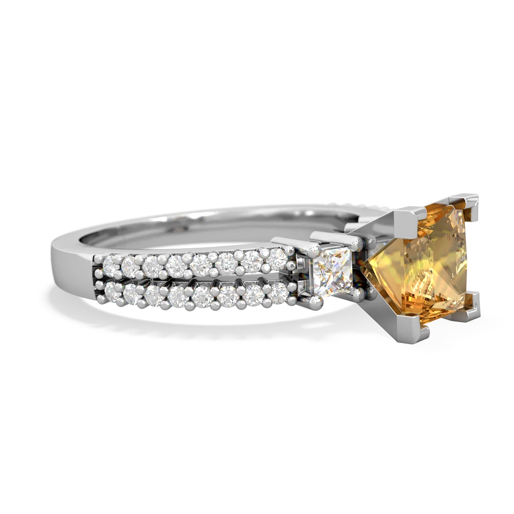 Citrine Classic 6Mm Princess Engagement 14K White Gold ring R26436SQ