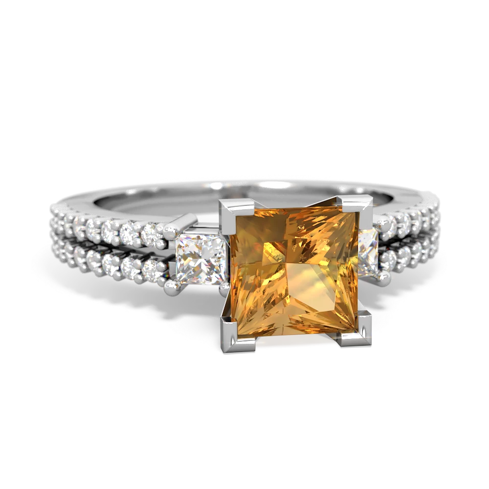 Citrine Classic 6Mm Princess Engagement 14K White Gold ring R26436SQ