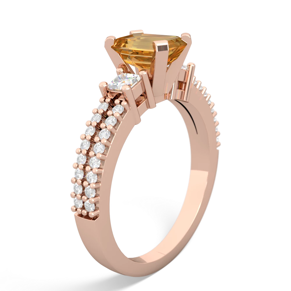 Citrine Classic 7X5mm Emerald-Cut Engagement 14K Rose Gold ring R26437EM