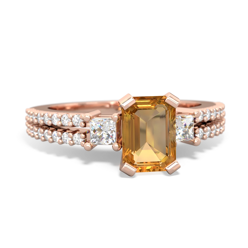 Citrine Classic 7X5mm Emerald-Cut Engagement 14K Rose Gold ring R26437EM