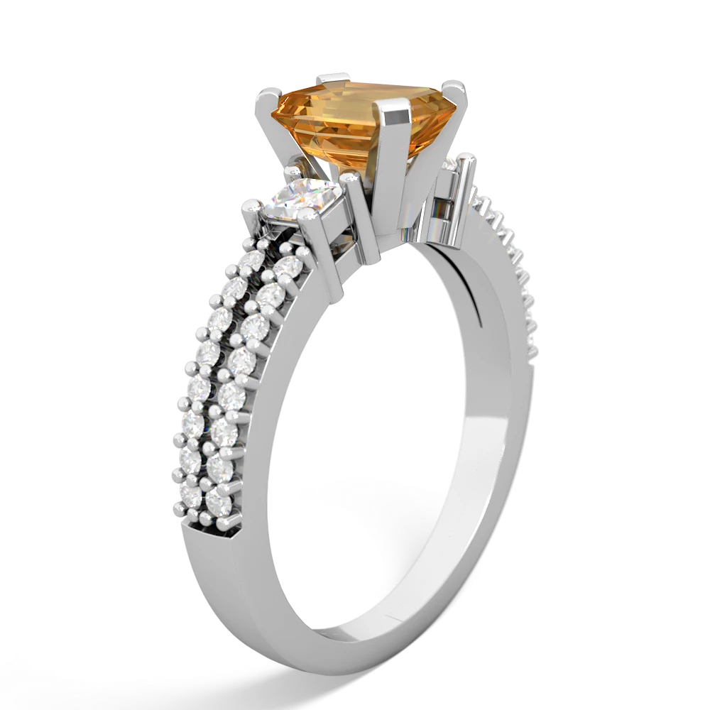 Citrine Classic 7X5mm Emerald-Cut Engagement 14K White Gold ring R26437EM