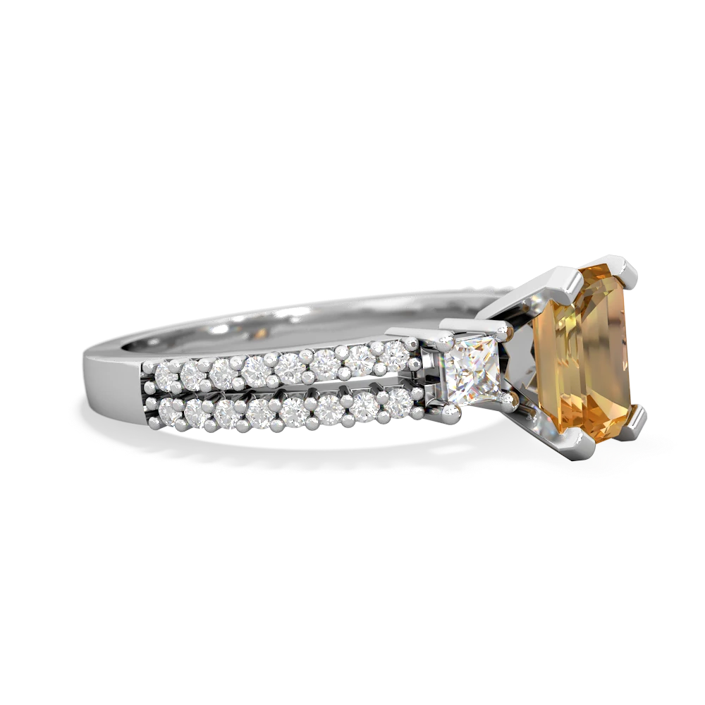 Citrine Classic 7X5mm Emerald-Cut Engagement 14K White Gold ring R26437EM