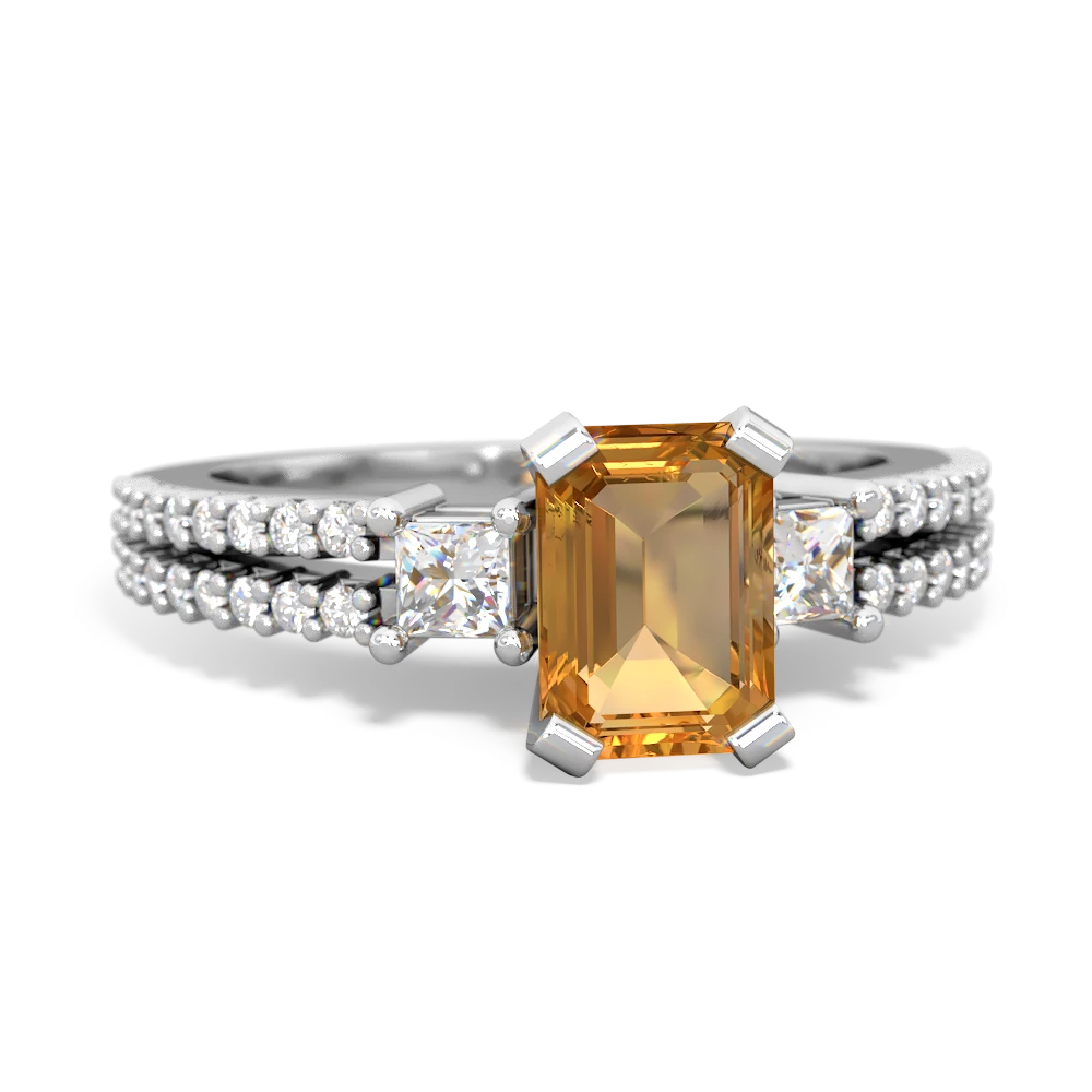 Citrine Classic 7X5mm Emerald-Cut Engagement 14K White Gold ring R26437EM