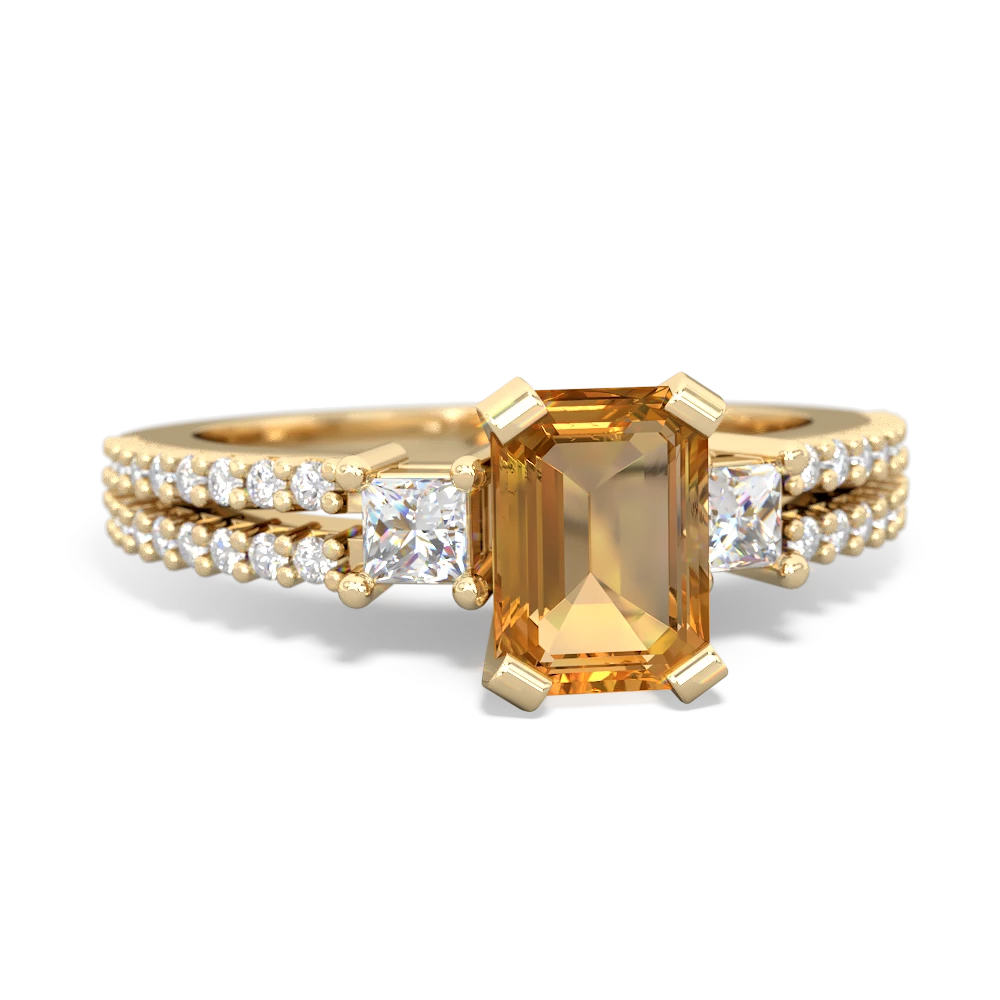 Citrine Classic 7X5mm Emerald-Cut Engagement 14K Yellow Gold ring R26437EM