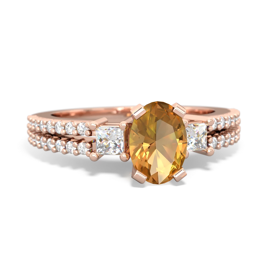 Citrine Classic 7X5mm Oval Engagement 14K Rose Gold ring R26437VL