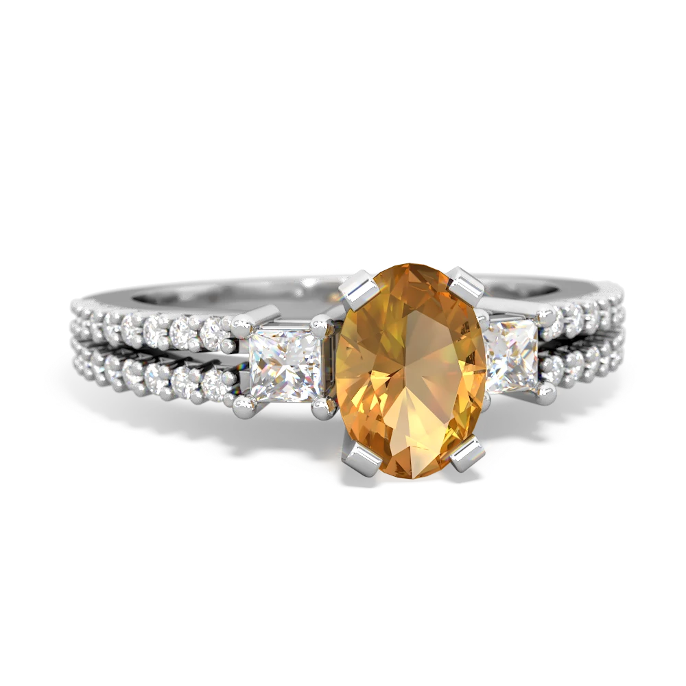 Citrine Classic 7X5mm Oval Engagement 14K White Gold ring R26437VL