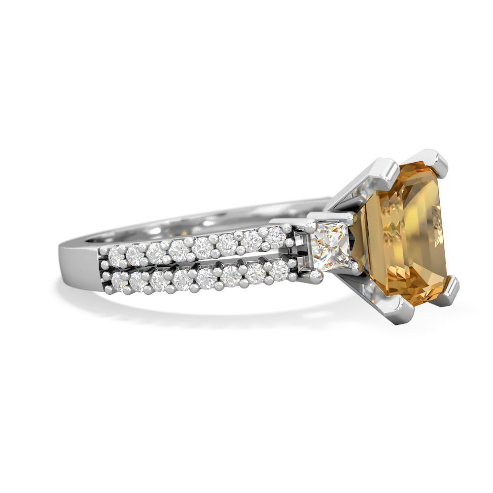 Citrine Classic 8X6mm Emerald-Cut Engagement 14K White Gold ring R26438EM