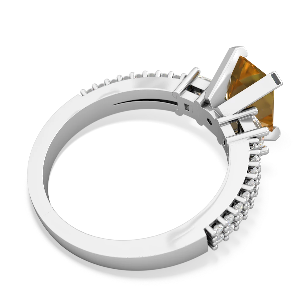 Citrine Classic 8X6mm Emerald-Cut Engagement 14K White Gold ring R26438EM