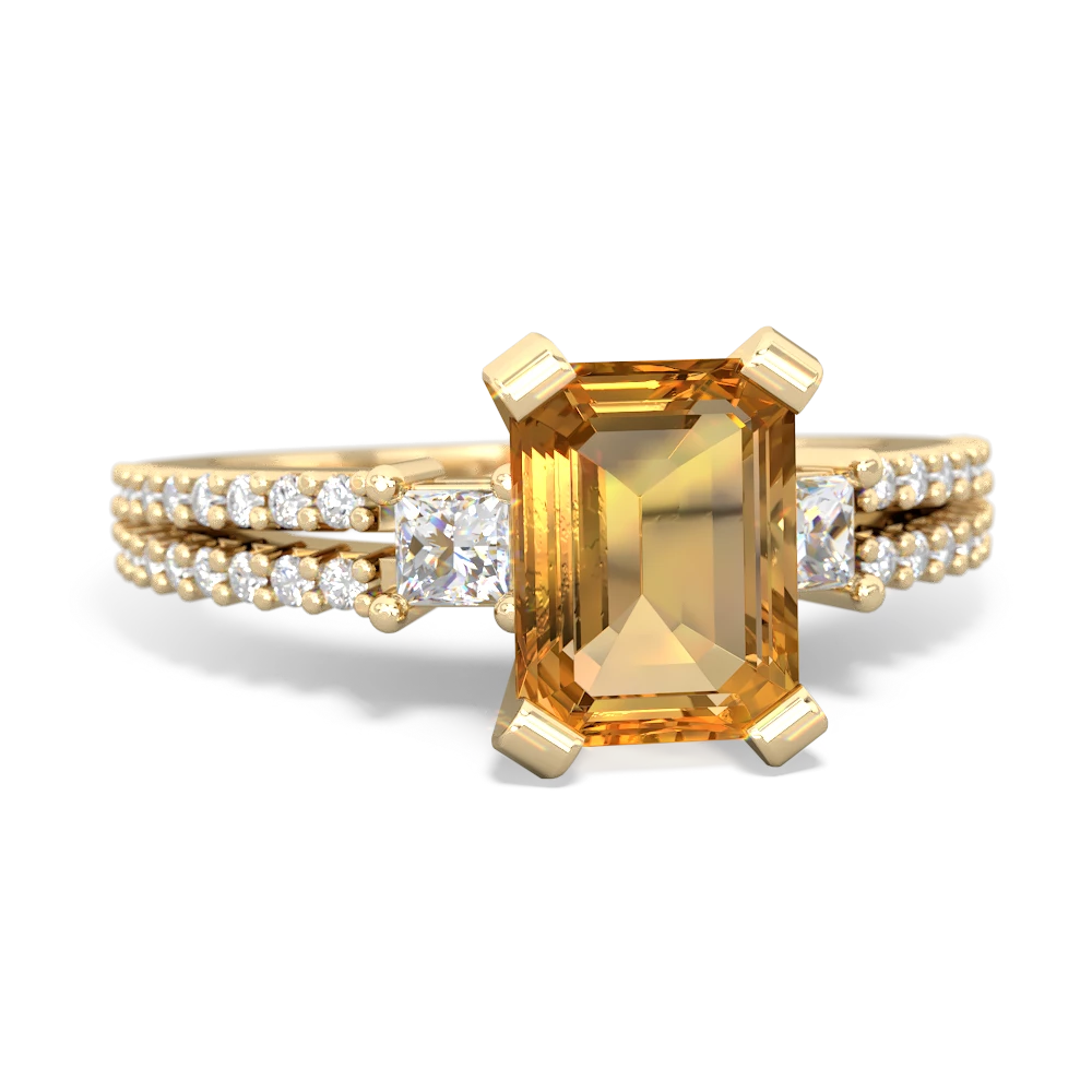 Citrine Classic 8X6mm Emerald-Cut Engagement 14K Yellow Gold ring R26438EM