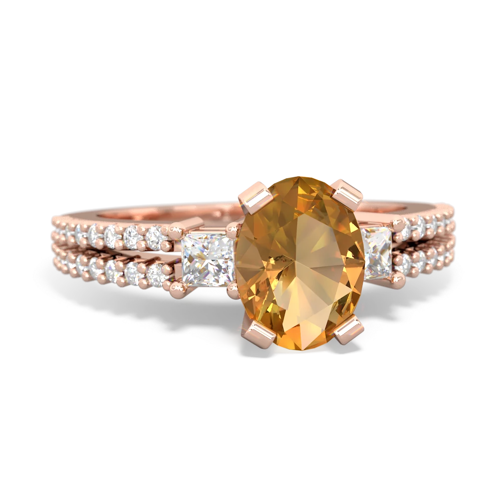 Citrine Classic 8X6mm Oval Engagement 14K Rose Gold ring R26438VL