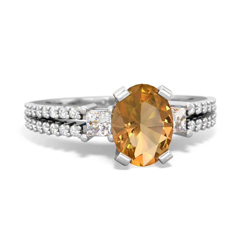 Citrine Classic 8X6mm Oval Engagement 14K White Gold ring R26438VL