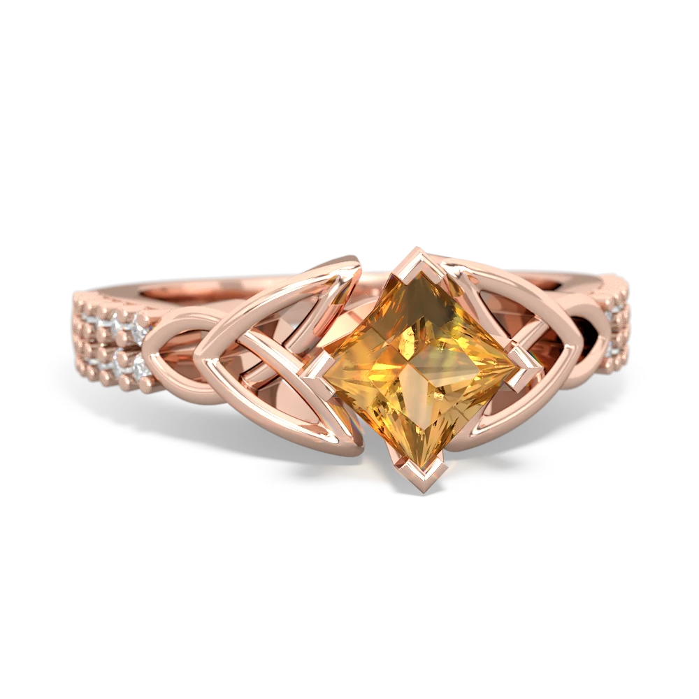 Citrine Celtic Knot 5Mm Square Engagement 14K Rose Gold ring R26445SQ