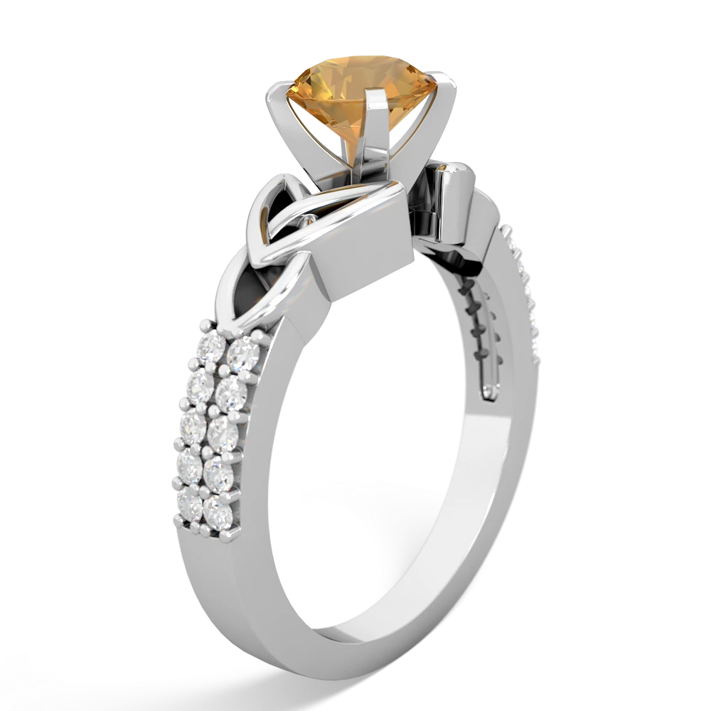 Citrine Celtic Knot Engagement 14K White Gold ring R26446RD