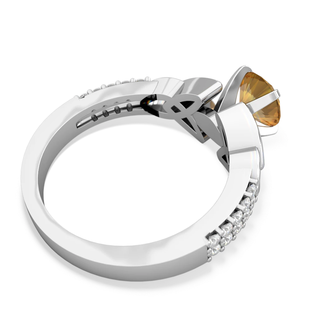Citrine Celtic Knot Engagement 14K White Gold ring R26446RD - front view