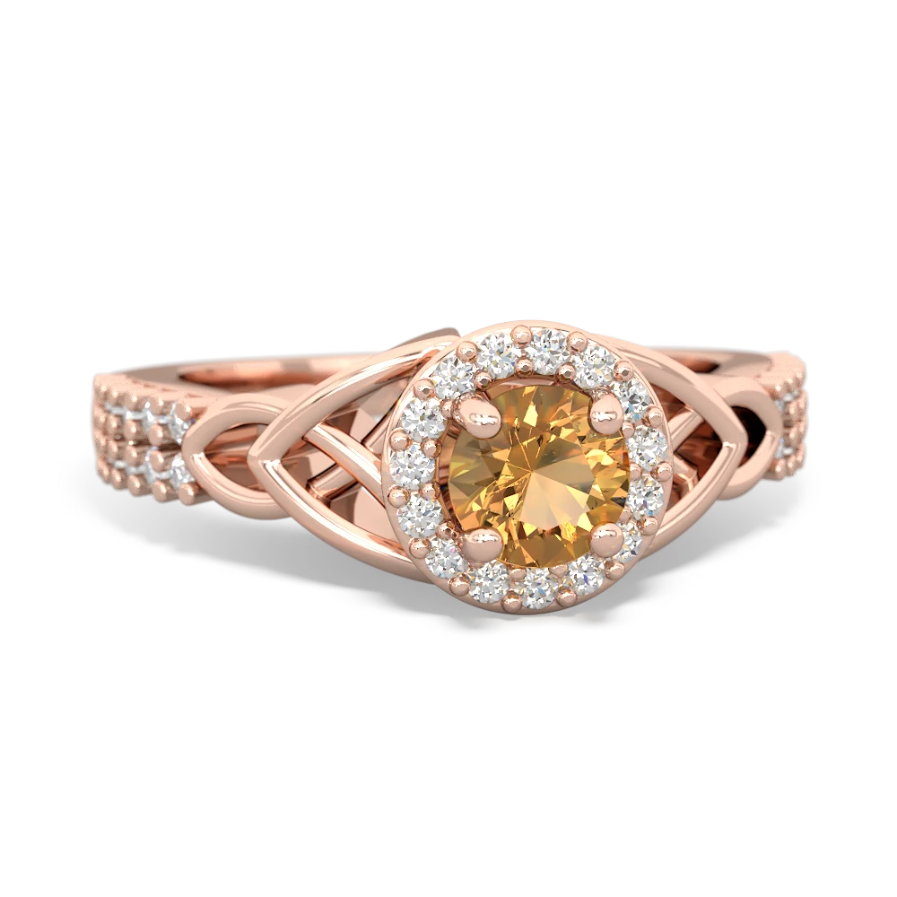 Citrine Celtic Knot Halo 14K Rose Gold ring R26445RH