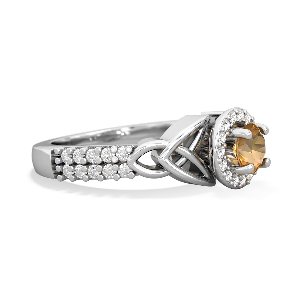 Citrine Celtic Knot Halo 14K White Gold ring R26445RH