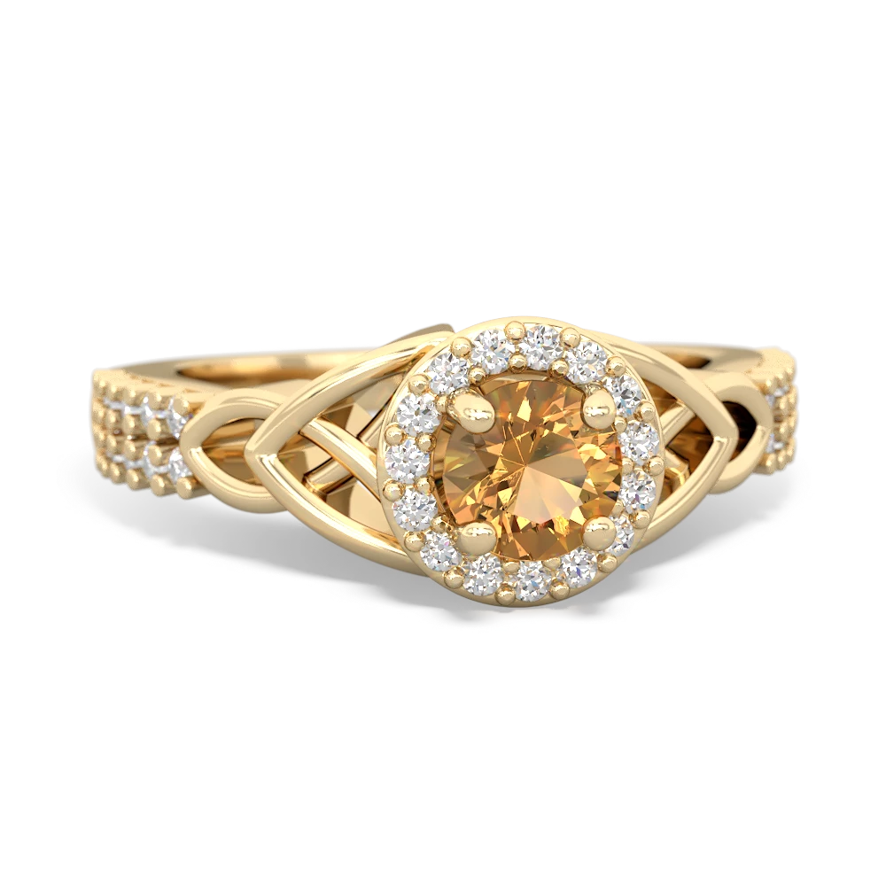 Citrine Celtic Knot Halo 14K Yellow Gold ring R26445RH