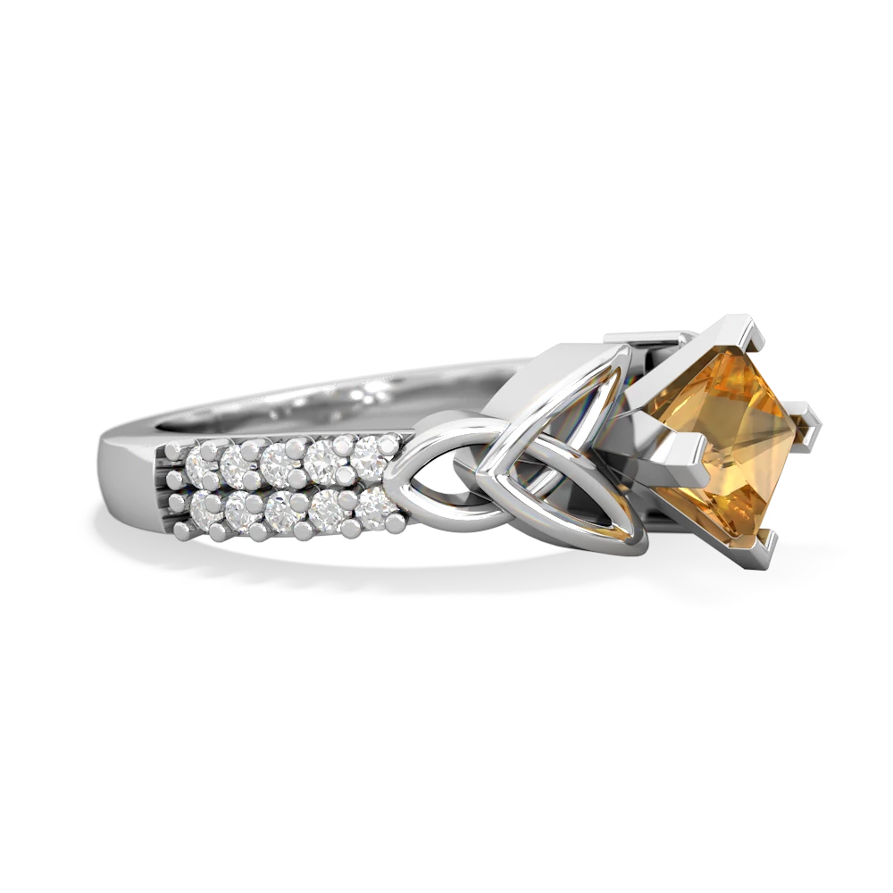 Citrine Celtic Knot 5Mm Square Engagement 14K White Gold ring R26445SQ