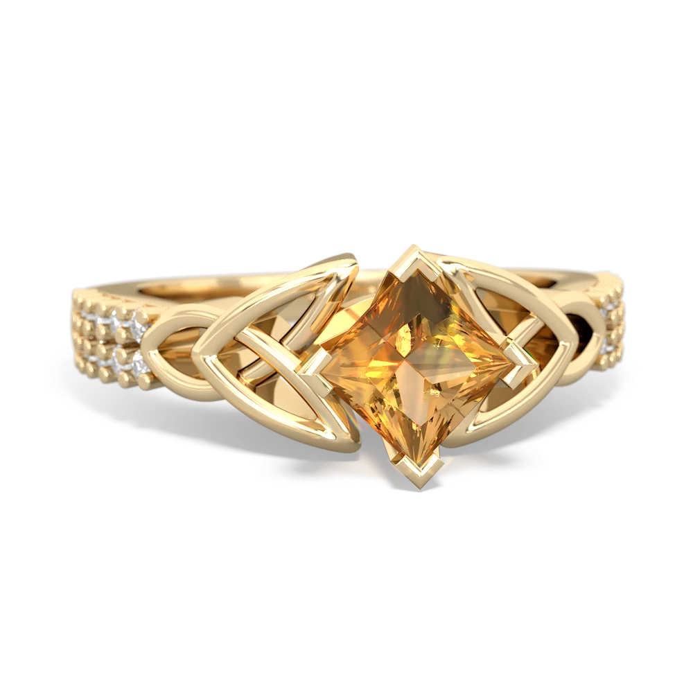 Citrine Celtic Knot 5Mm Square Engagement 14K Yellow Gold ring R26445SQ
