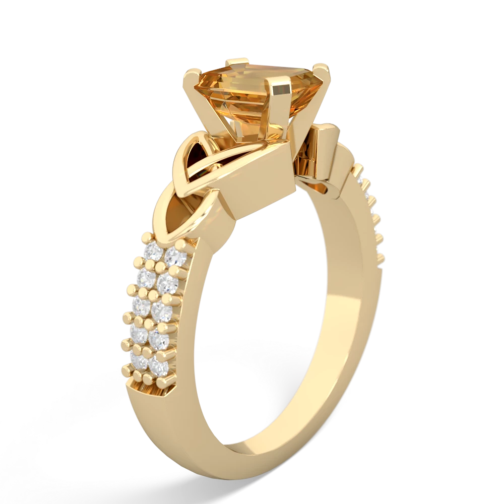 Citrine Celtic Knot 7X5 Emerald-Cut Engagement 14K Yellow Gold ring R26447EM