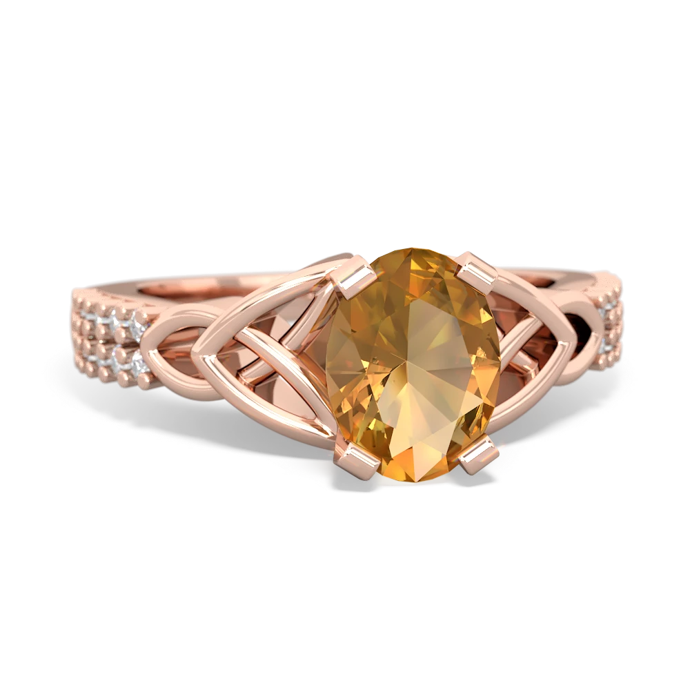 Citrine Celtic Knot 8X6 Oval Engagement 14K Rose Gold ring R26448VL