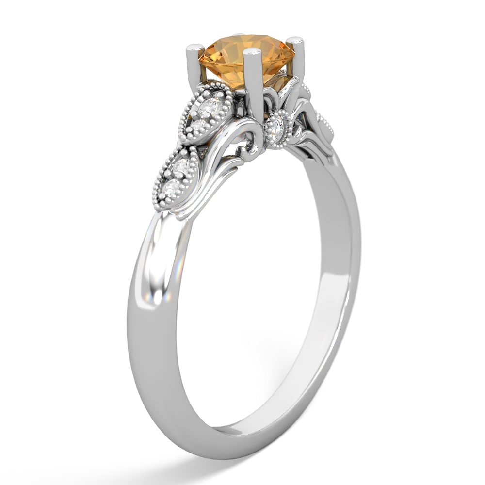 Citrine Antique Elegance 14K White Gold ring R3100