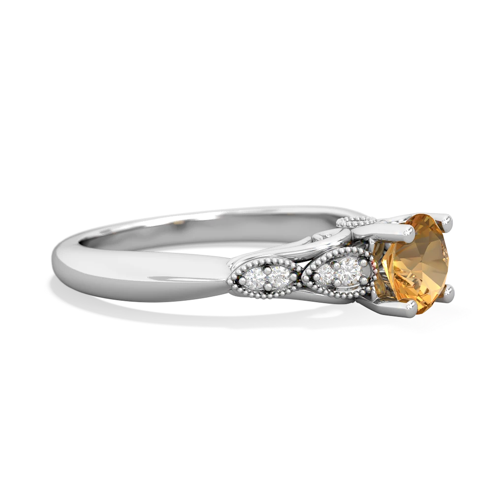 Citrine Antique Elegance 14K White Gold ring R3100