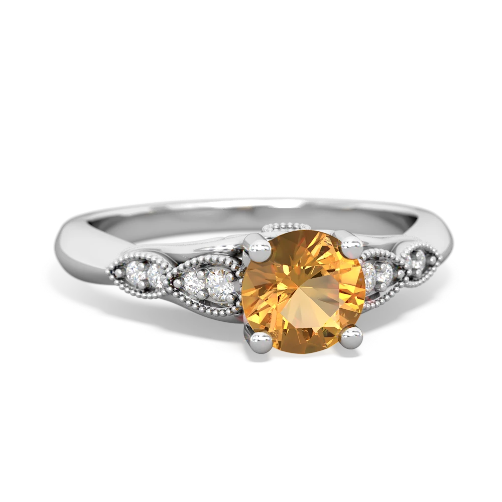 Citrine Antique Elegance 14K White Gold ring R3100