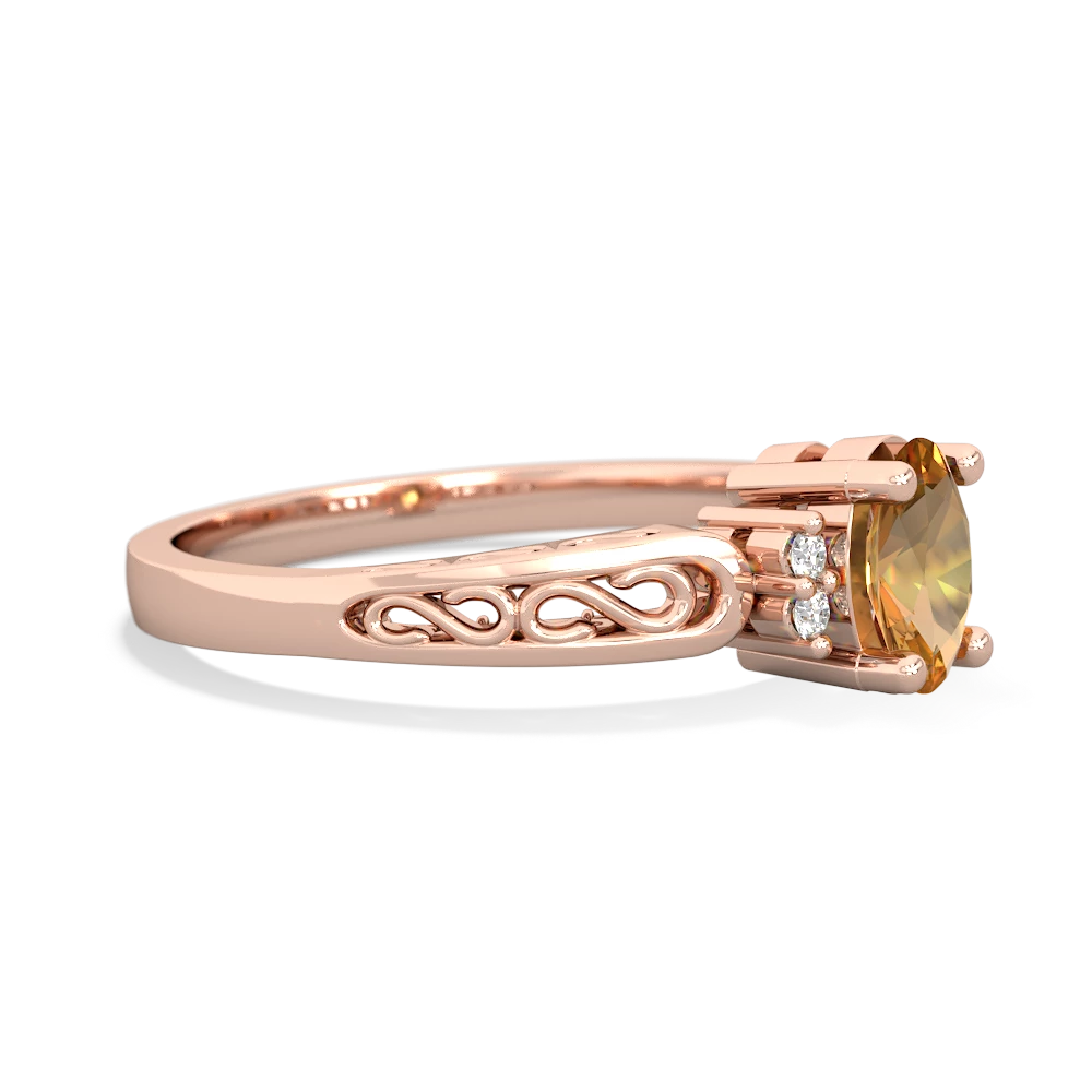 Citrine Filligree Scroll Oval 14K Rose Gold ring R0812