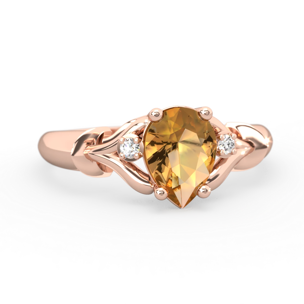 Citrine Precious Pear 14K Rose Gold ring R0826