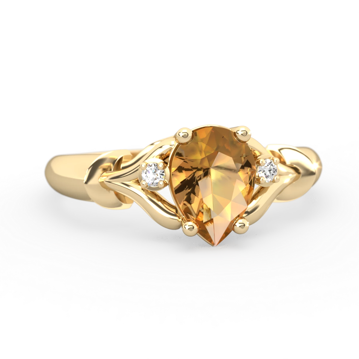 Citrine Precious Pear 14K Yellow Gold ring R0826