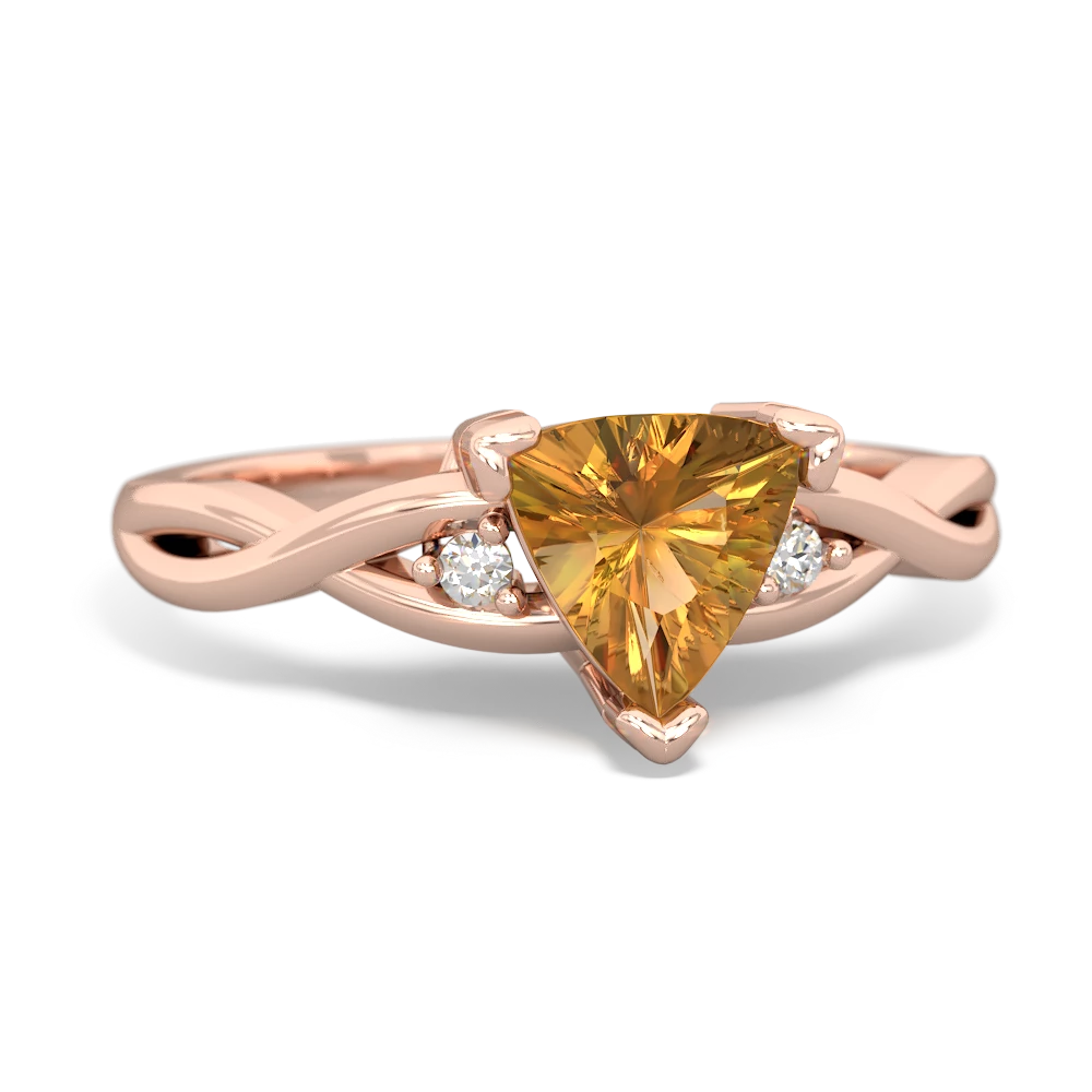 Citrine Trillion Twist 14K Rose Gold ring R2104