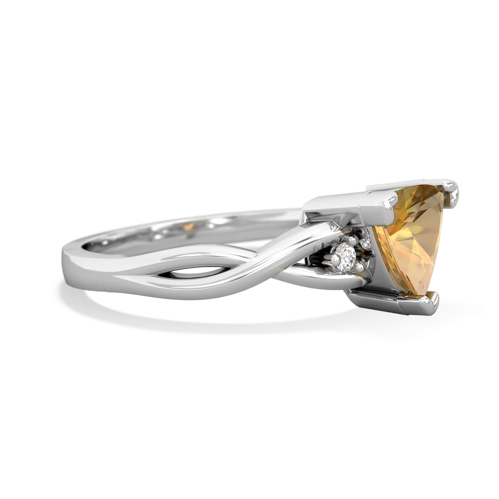 Citrine Trillion Twist 14K White Gold ring R2104