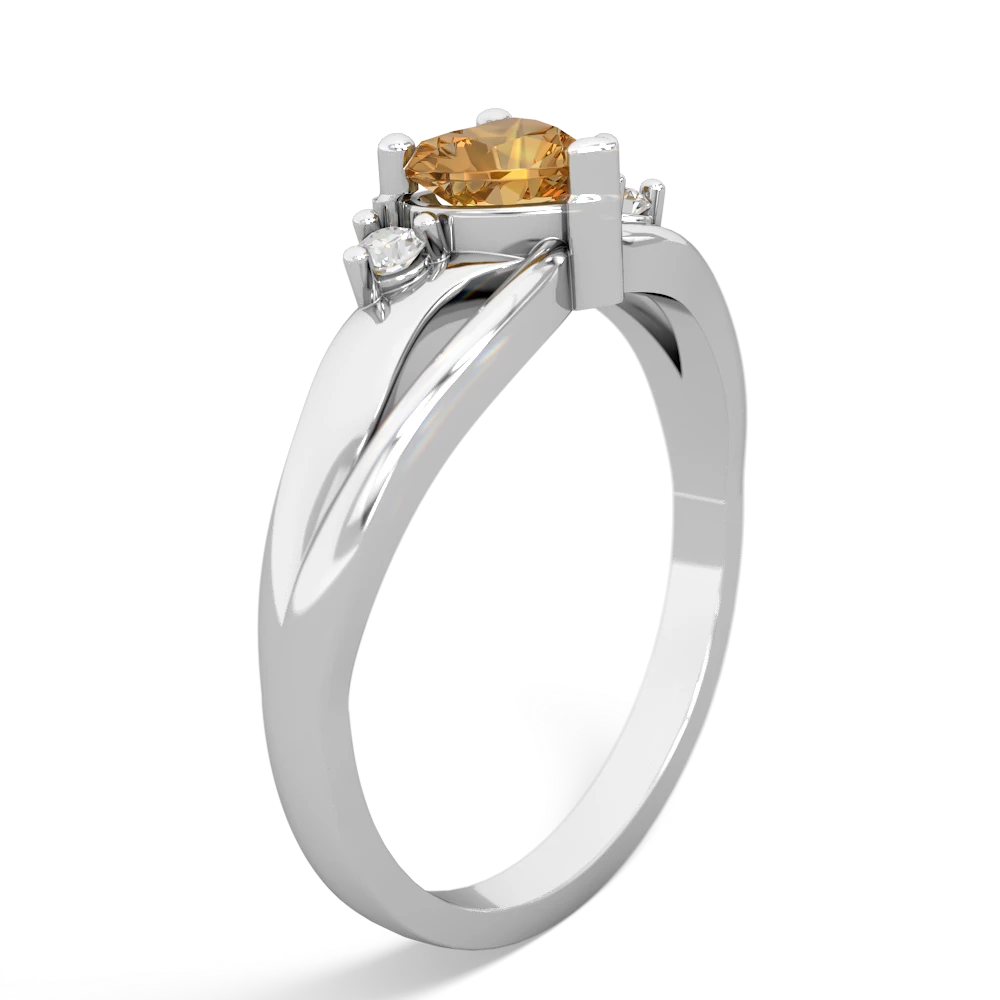 Citrine Split Band Swirl 14K White Gold ring R2130