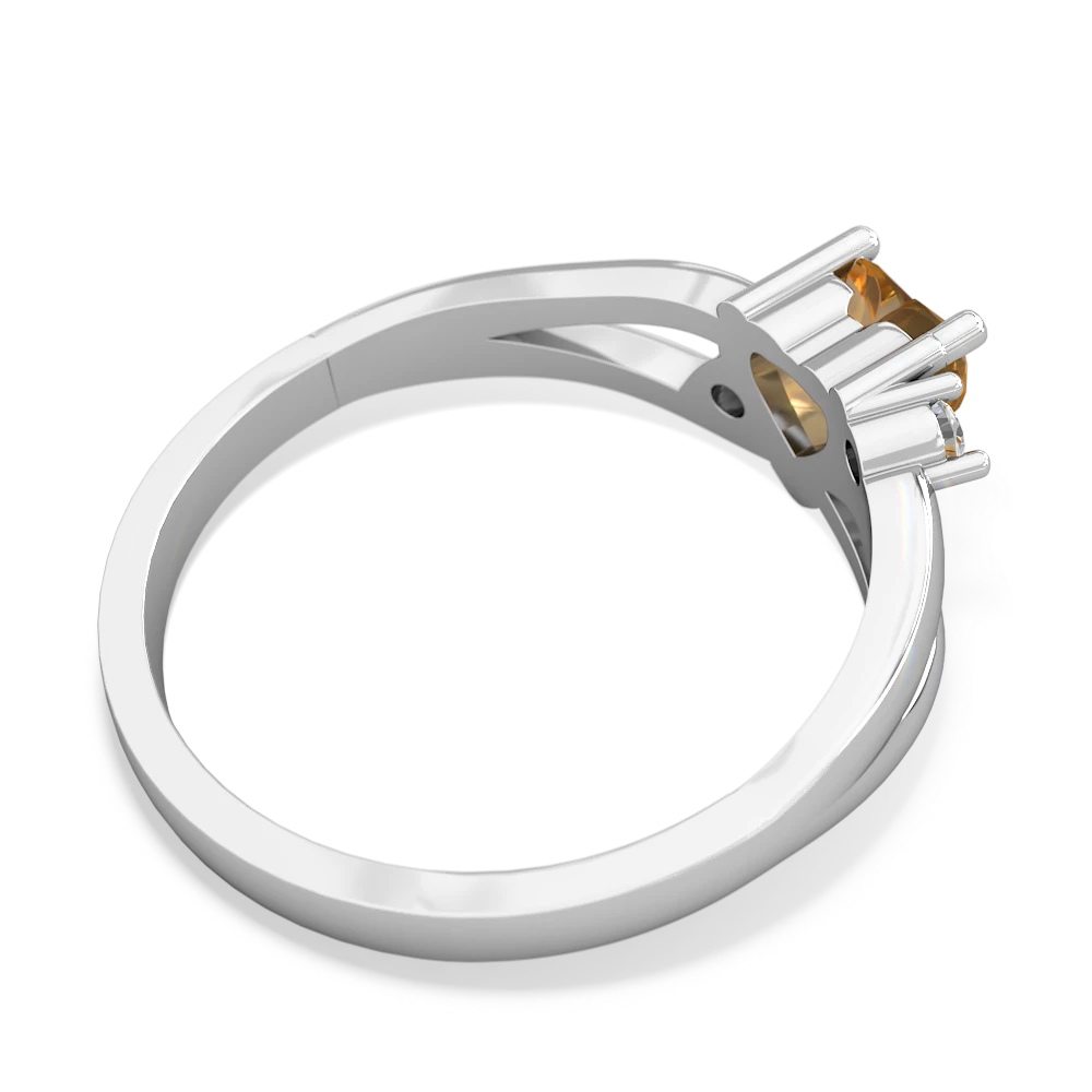 Citrine Split Band Swirl 14K White Gold ring R2130