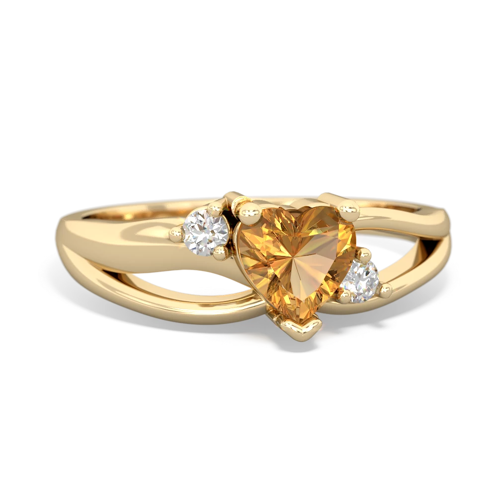 Citrine Split Band Swirl 14K Yellow Gold ring R2130