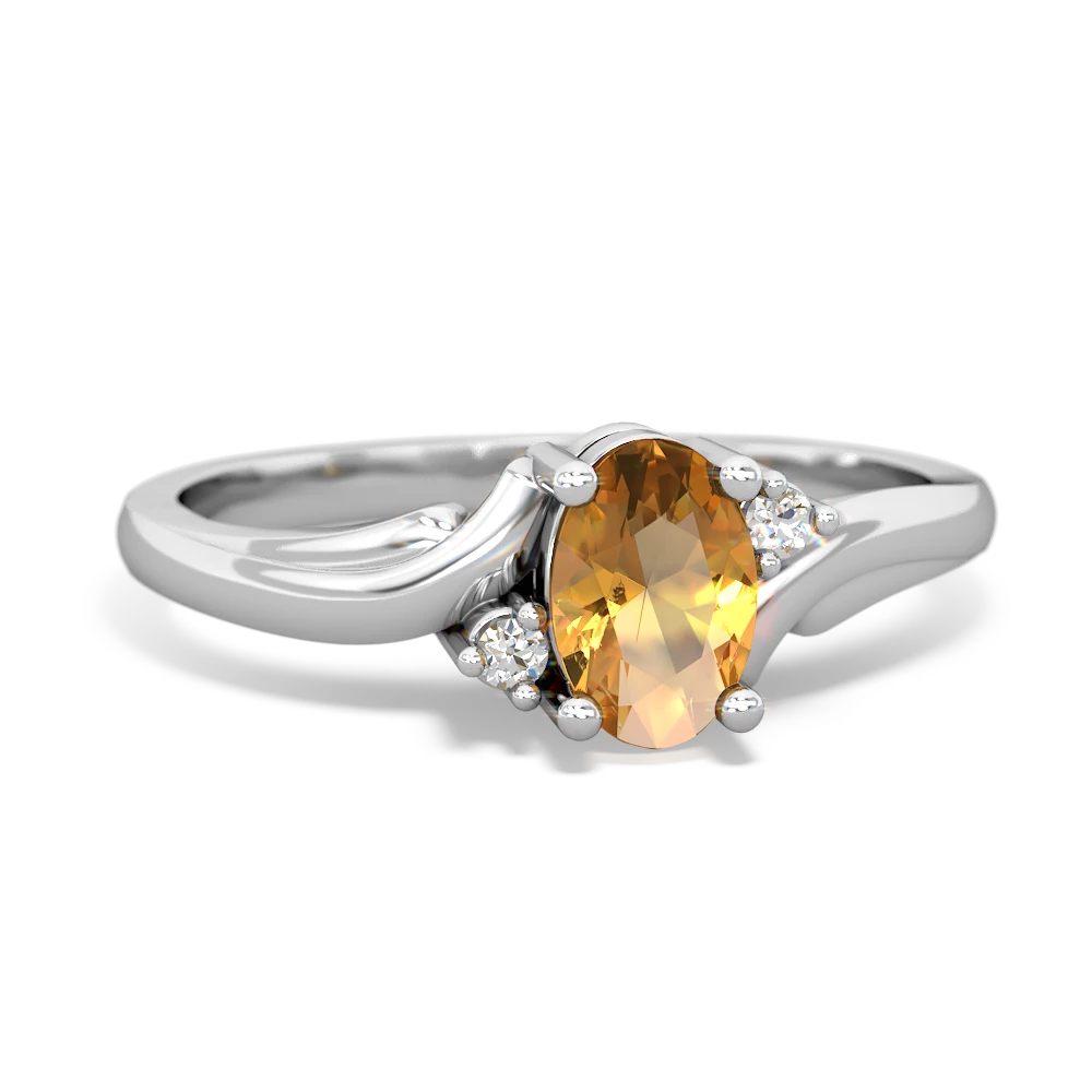 Citrine Elegant Swirl 14K White Gold ring R2173