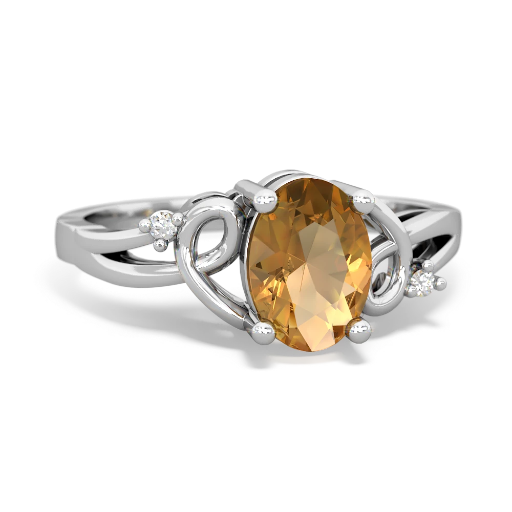 Citrine Swirls 14K White Gold ring R2347