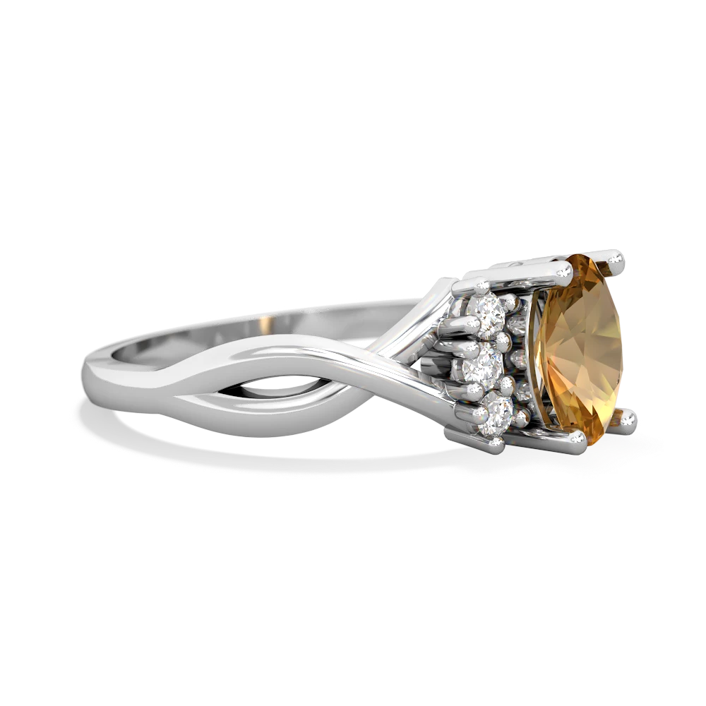 Citrine Victorian Twist 14K White Gold ring R2497