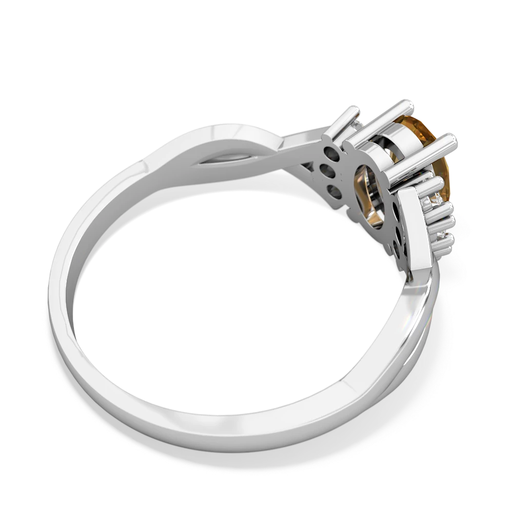 Citrine Victorian Twist 14K White Gold ring R2497