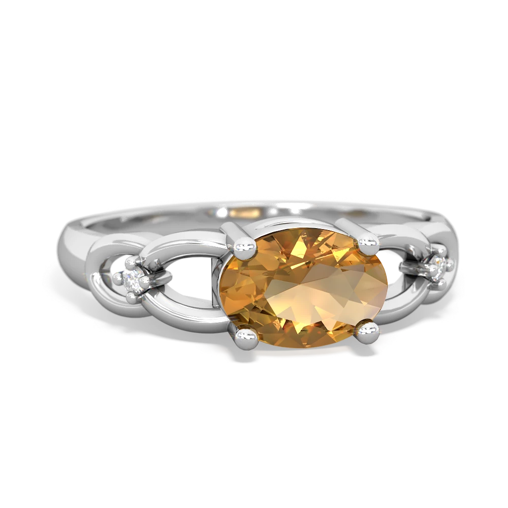 Citrine Links 14K White Gold ring R4032